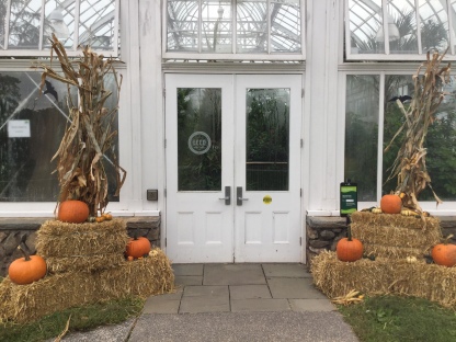 Harvest decor welcomes visitors to the or