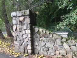 Coach Barn Gate pillar, restorative mortar evident